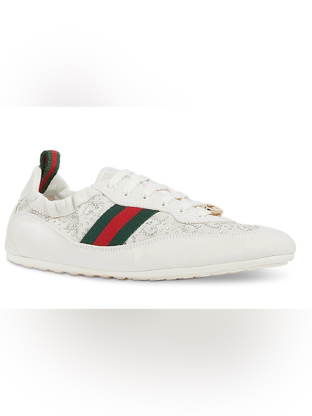 GUCCI GG Shift Crystal Suede & Canvas Sneaker Off White Size 40/9